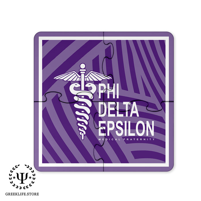 Phi Delta Epsilon Beverage Jigsaw Puzzle Coasters Square (Set of 4)