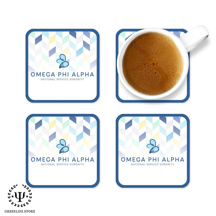 Omega Phi Alpha Beverage Coasters Square (Set of 4) - greeklife.store