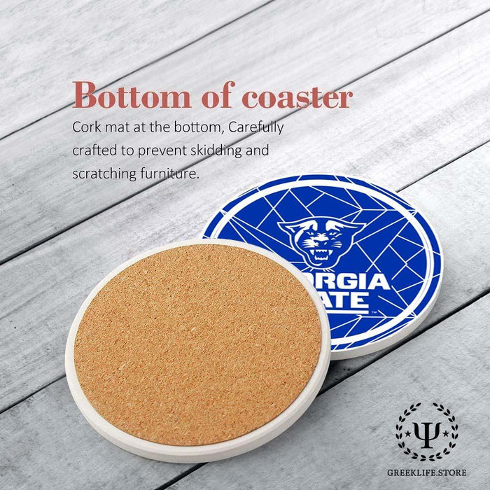 Georgia State University Absorbent Ceramic Coasters with Holder (Set of 8) - greeklife.store