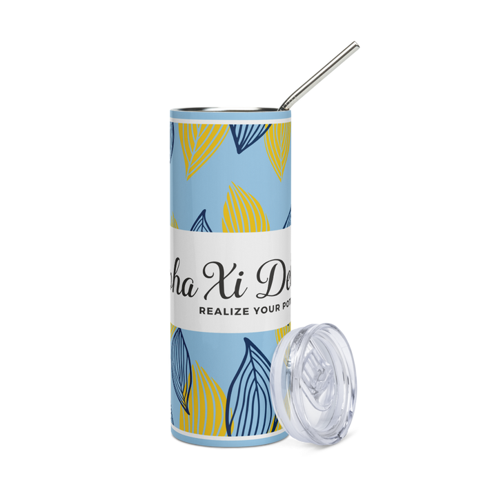 Alpha Xi Delta Stainless Steel Skinny Tumbler 20 OZ Overall Print