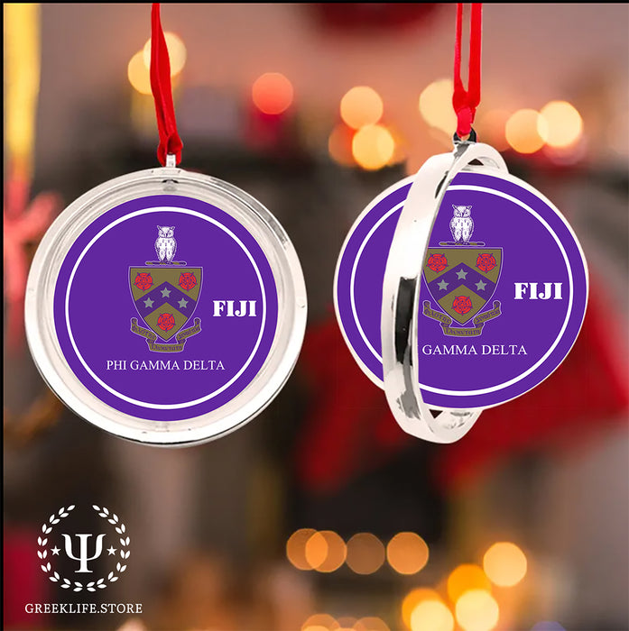 Phi Gamma Delta Christmas Reversible Flat Round Ornament