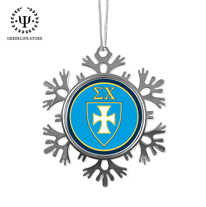 Sigma Chi Christmas Ornament - Snowflake Metal