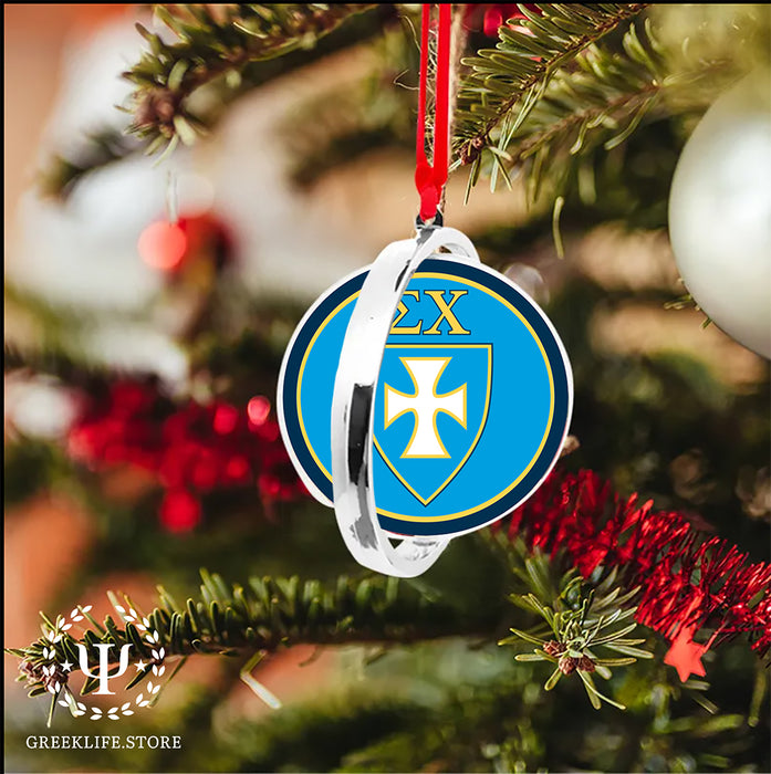 Sigma Chi Christmas Reversible Flat Round Ornament