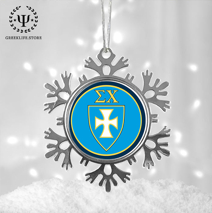 Sigma Chi Christmas Ornament - Snowflake Metal