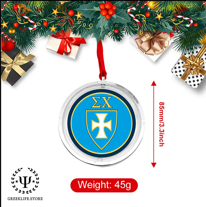 Sigma Chi Christmas Reversible Flat Round Ornament
