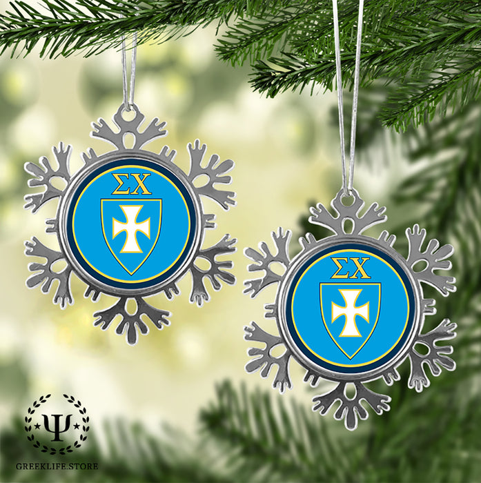 Sigma Chi Christmas Ornament - Snowflake Metal
