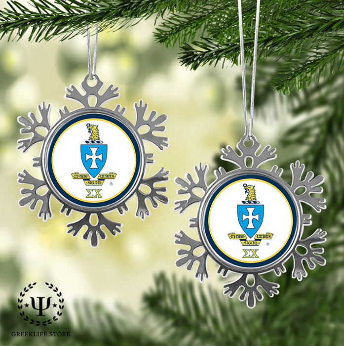 Sigma Chi Christmas Ornament - Snowflake Metal
