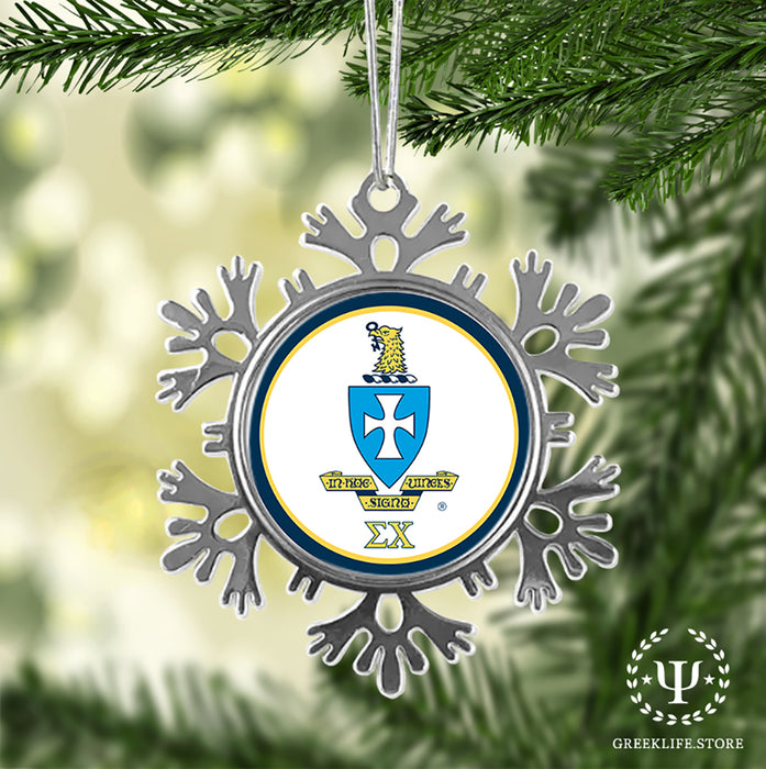 Sigma Chi Christmas Ornament - Snowflake Metal