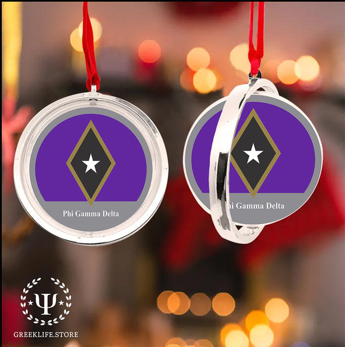 Phi Gamma Delta Christmas Reversible Flat Round Ornament