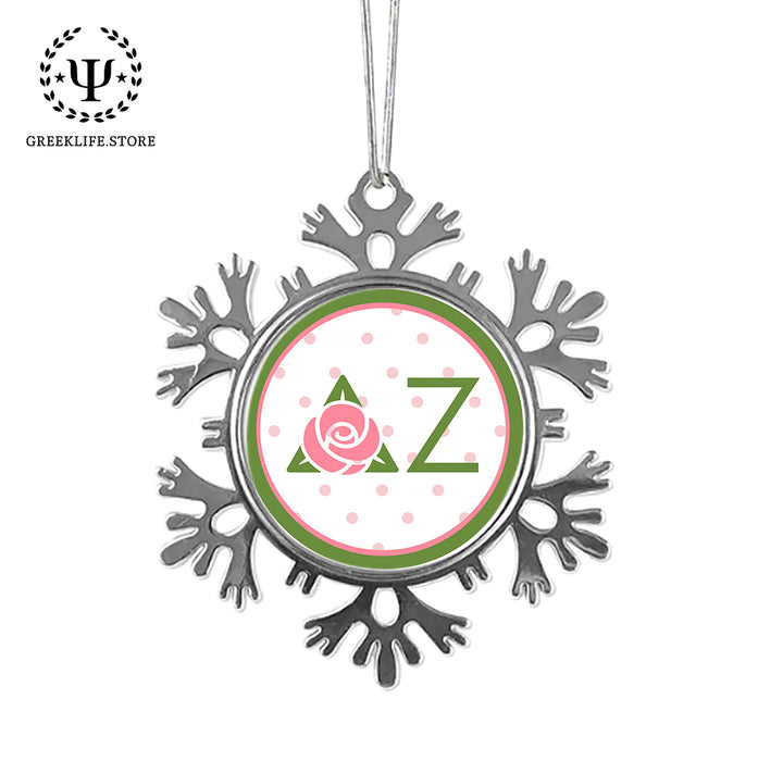 Delta Zeta Christmas Ornament - Snowflake Metal