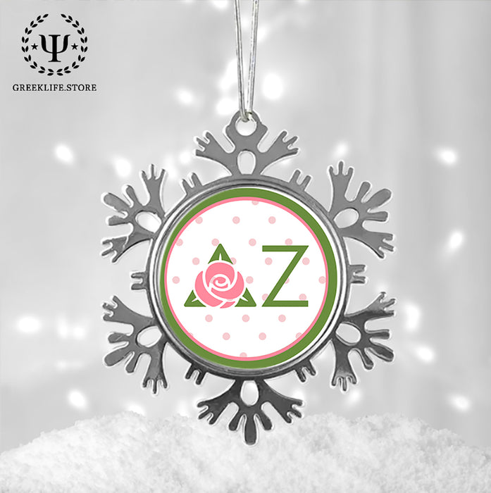 Delta Zeta Christmas Ornament - Snowflake Metal