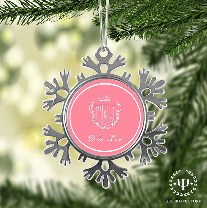 Delta Zeta Christmas Ornament - Snowflake Metal