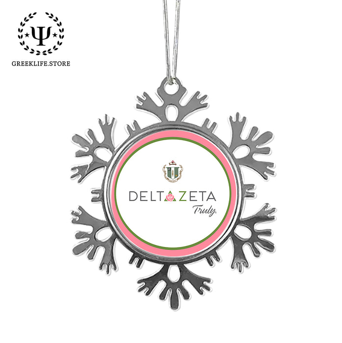 Delta Zeta Christmas Ornament - Snowflake Metal