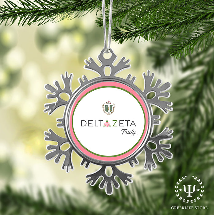 Delta Zeta Christmas Ornament - Snowflake Metal