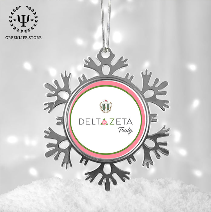 Delta Zeta Christmas Ornament - Snowflake Metal