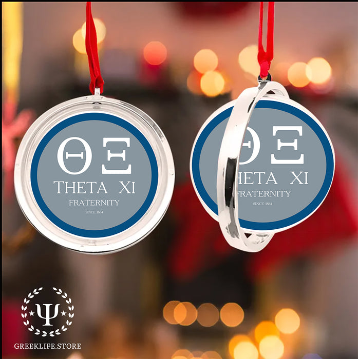 Theta Xi Christmas Reversible Flat Round Ornament