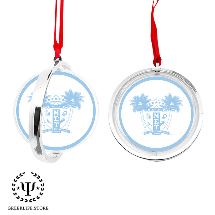 Mu Sigma Upsilon Christmas Reversible Flat Round Ornament