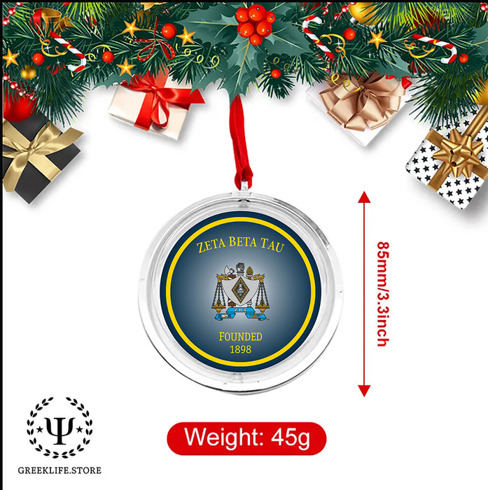 Zeta Beta Tau Christmas Reversible Flat Round Ornament