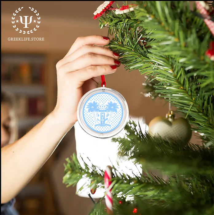 Mu Sigma Upsilon Christmas Reversible Flat Round Ornament
