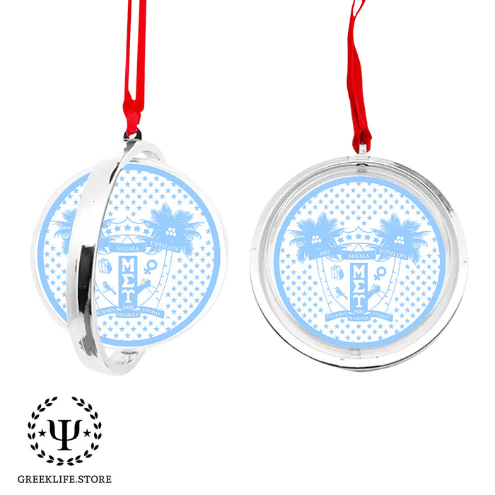 Mu Sigma Upsilon Christmas Reversible Flat Round Ornament