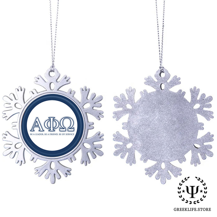 Alpha Phi Omega Christmas Ornament - Snowflake Metal
