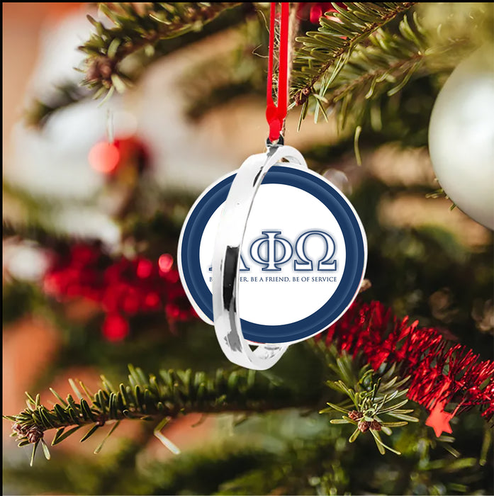 Alpha Phi Omega Christmas Reversible Flat Round Ornament