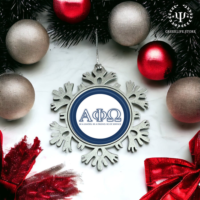 Alpha Phi Omega Christmas Ornament - Snowflake Metal