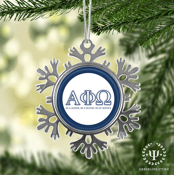 Alpha Phi Omega Christmas Ornament - Snowflake Metal