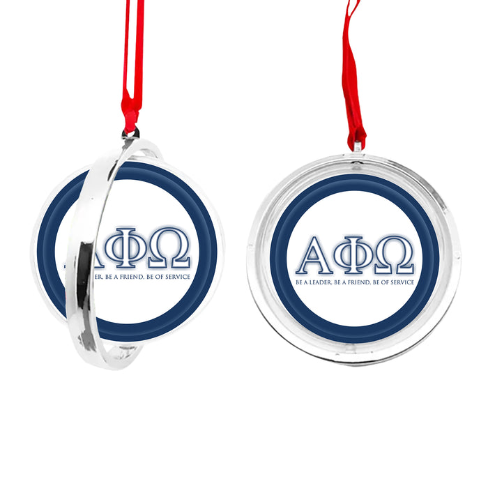 Alpha Phi Omega Christmas Reversible Flat Round Ornament