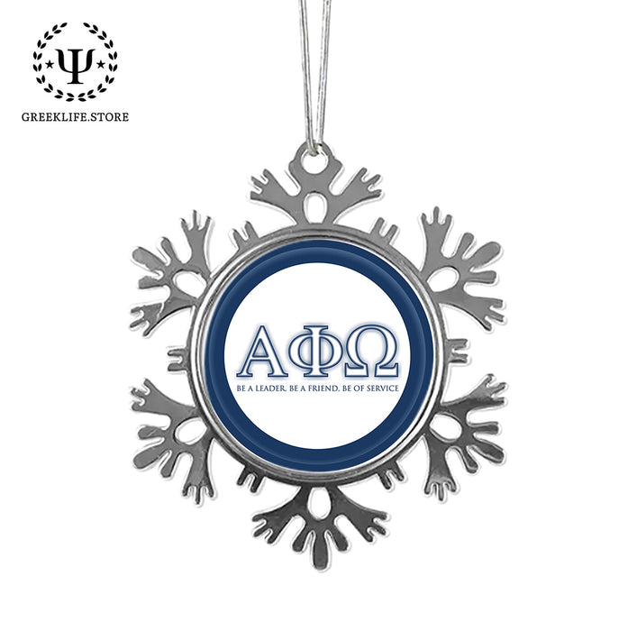 Alpha Phi Omega Christmas Ornament - Snowflake Metal