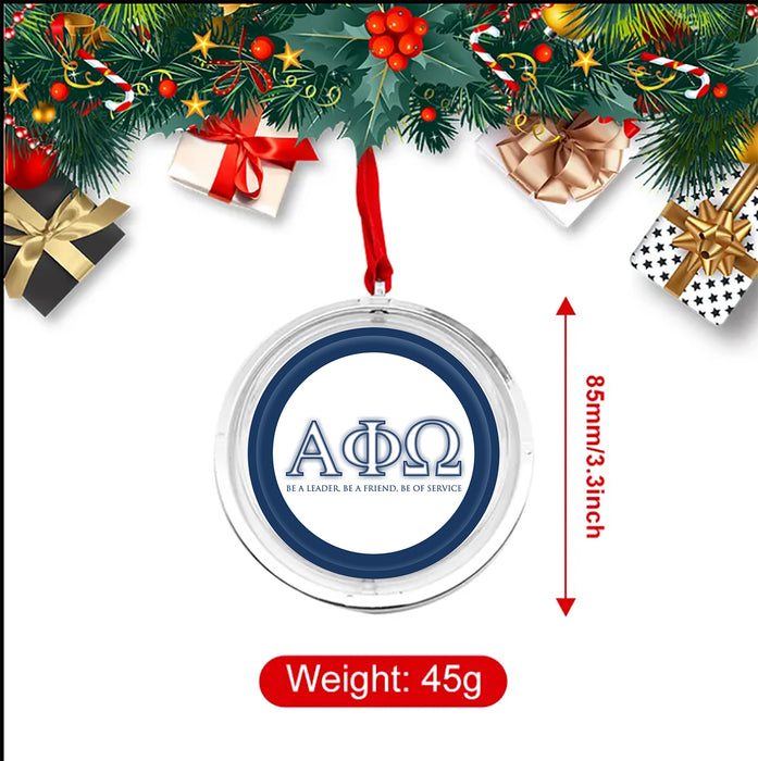 Alpha Phi Omega Christmas Reversible Flat Round Ornament