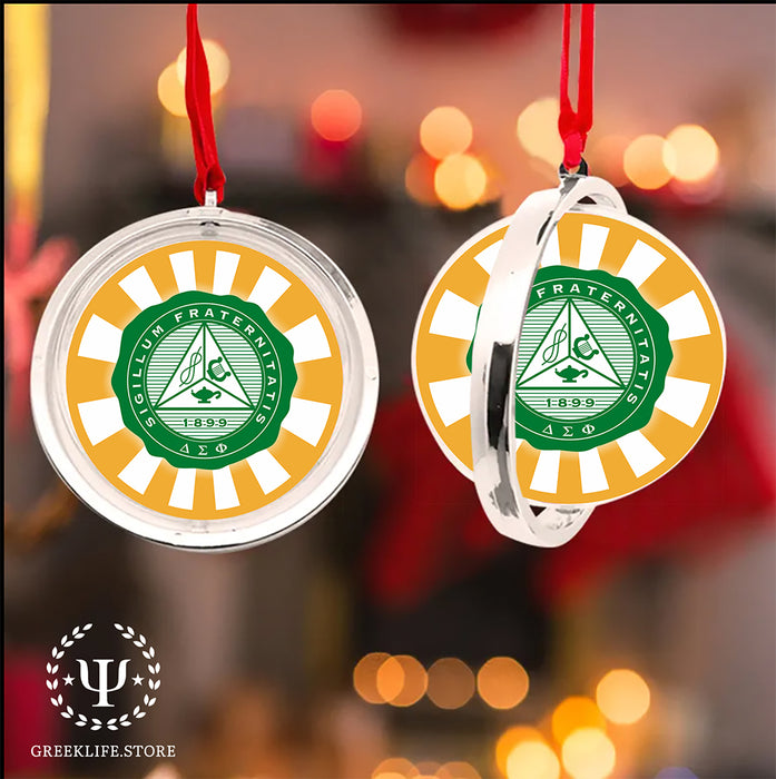 Delta Sigma Phi Christmas Reversible Flat Round Ornament