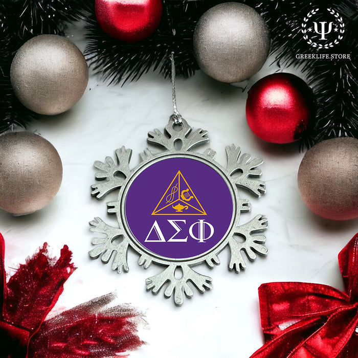 Delta Sigma Phi Christmas Ornament - Snowflake Metal