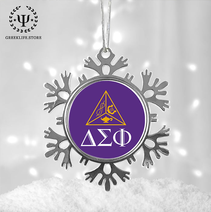 Delta Sigma Phi Christmas Ornament - Snowflake Metal