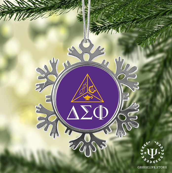 Delta Sigma Phi Christmas Ornament - Snowflake Metal