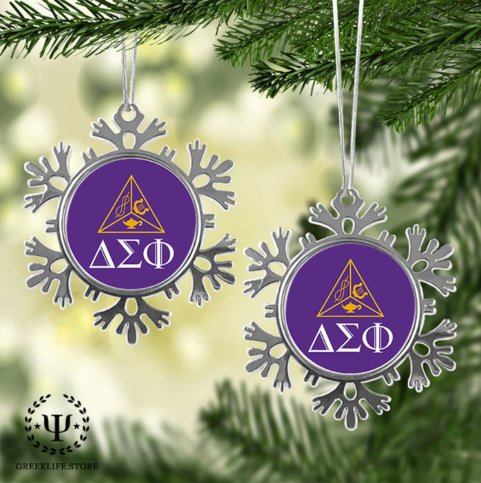 Delta Sigma Phi Christmas Ornament - Snowflake Metal