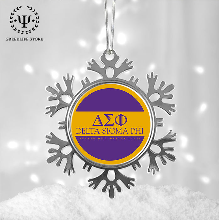 Delta Sigma Phi Christmas Ornament - Snowflake Metal