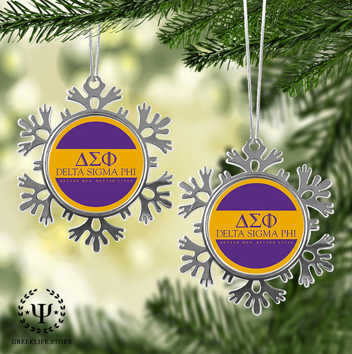 Delta Sigma Phi Christmas Ornament - Snowflake Metal