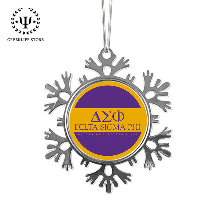 Delta Sigma Phi Christmas Ornament - Snowflake Metal