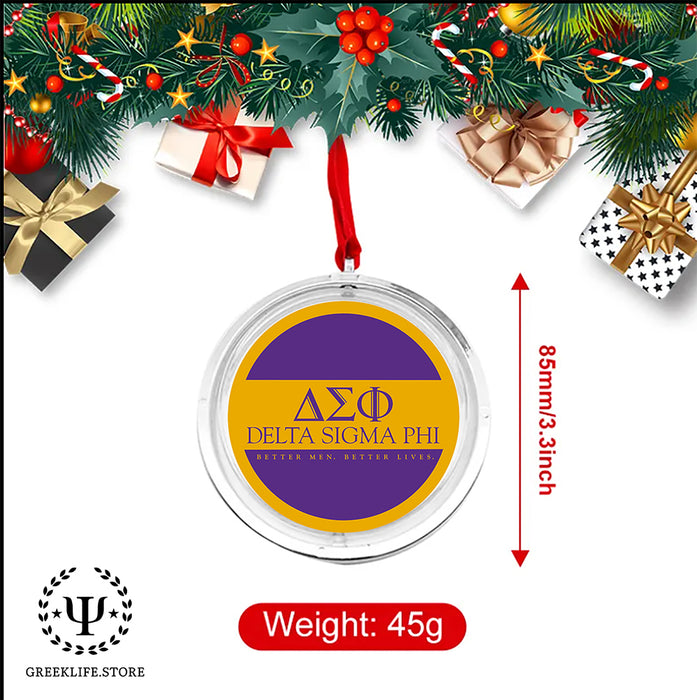 Delta Sigma Phi Christmas Reversible Flat Round Ornament