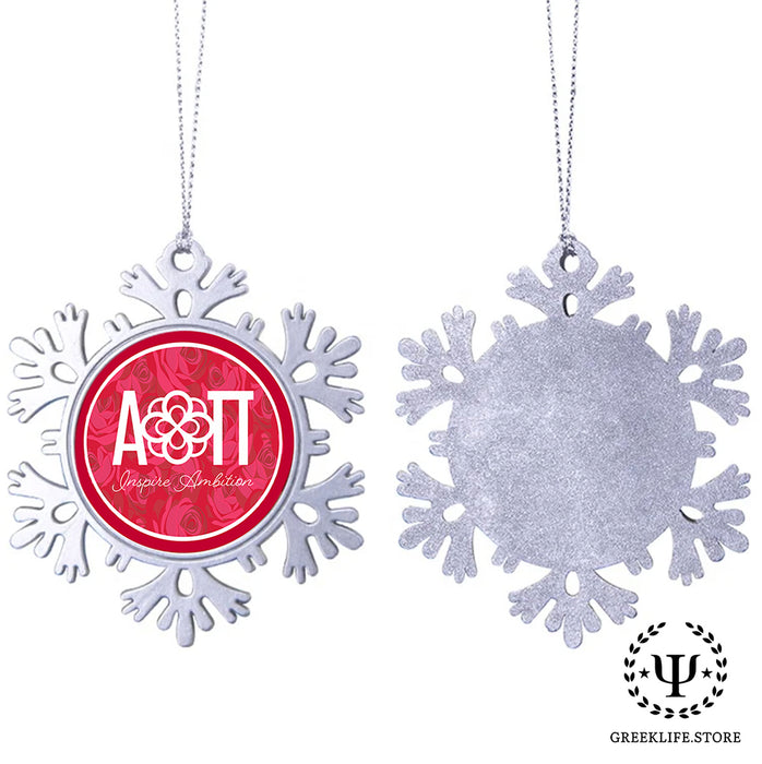 Alpha Omicron Pi Christmas Ornament - Snowflake Metal