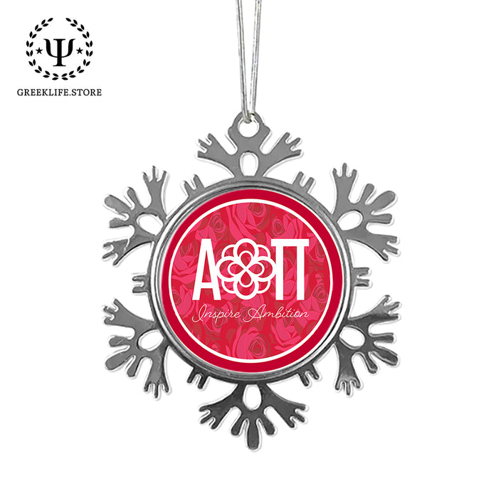 Alpha Omicron Pi Christmas Ornament - Snowflake Metal
