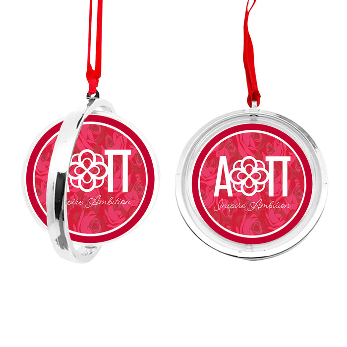 Alpha Omicron Pi Christmas Reversible Flat Round Ornament