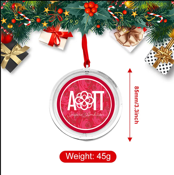 Alpha Omicron Pi Christmas Reversible Flat Round Ornament