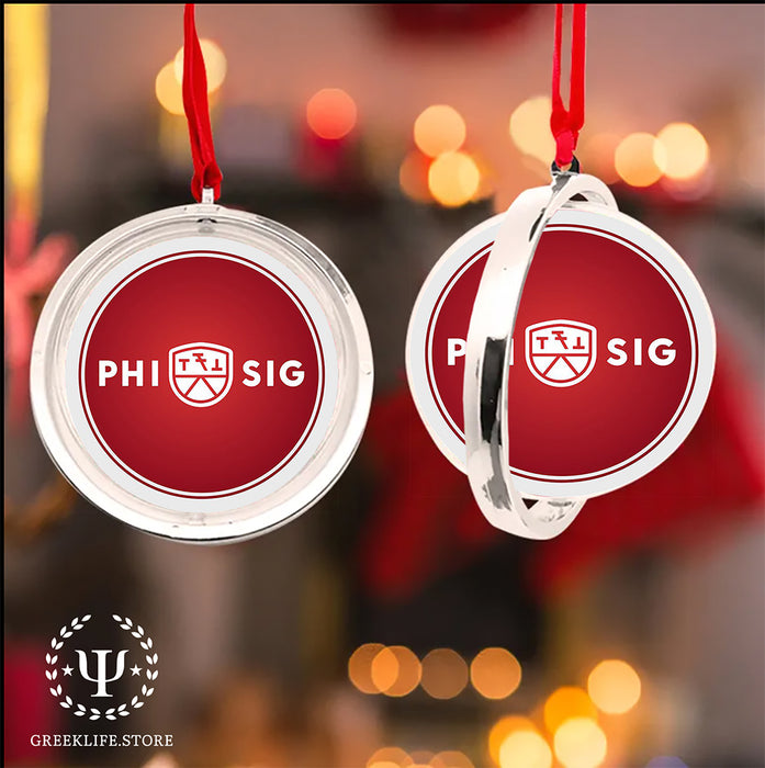 Phi Sigma Kappa Christmas Reversible Flat Round Ornament