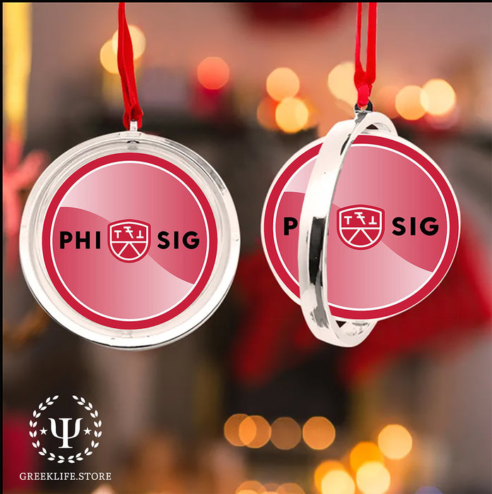 Phi Sigma Kappa Christmas Reversible Flat Round Ornament