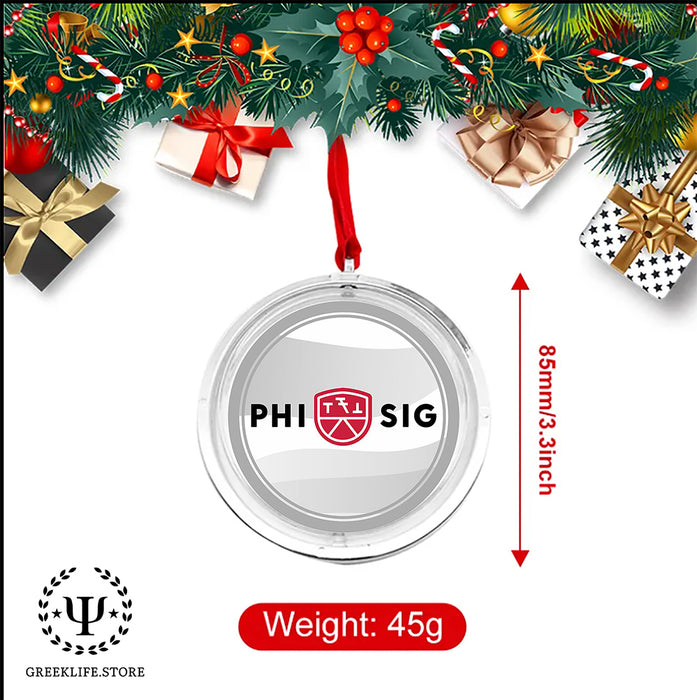 Phi Sigma Kappa Christmas Reversible Flat Round Ornament