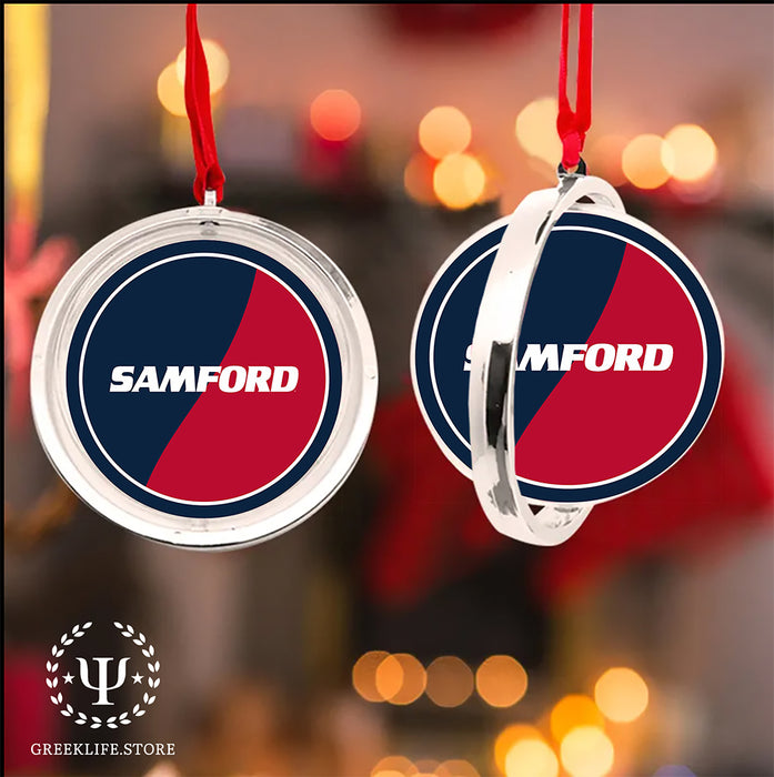 Samford University Christmas Reversible Flat Round Ornament