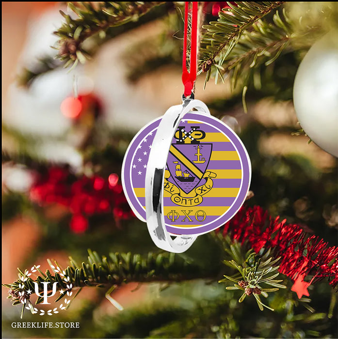 Phi Chi Theta Christmas Reversible Flat Round Ornament