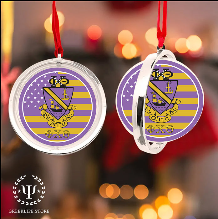 Phi Chi Theta Christmas Reversible Flat Round Ornament